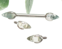 Moss Agate Dragon Egg barbell Piercing 14g,12g