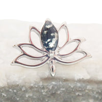 Semi - Precious Moss Agate Lotus Titanium Flatback Piercing - Body Clickers Body Jewelry