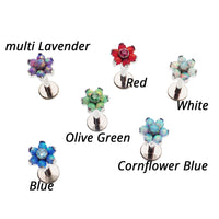Flower Fire Opal Flat Back 14g, 16g, 18g - Body Clickers Body Jewelry