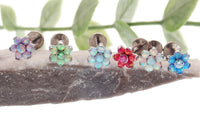 Flower Fire Opal Flat Back 14g, 16g, 18g - Body Clickers Body Jewelry