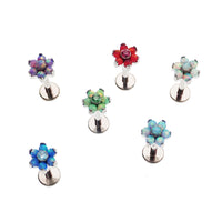Flower Fire Opal Flat Back 14g, 16g, 18g - Body Clickers Body Jewelry