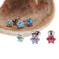 Flower Fire Opal Flat Back 14g, 16g, 18g - Body Clickers Body Jewelry
