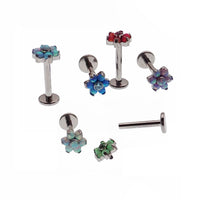 Flower Fire Opal Flat Back 14g, 16g, 18g - Body Clickers Body Jewelry