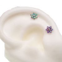 Flower Fire opals flatback piercing