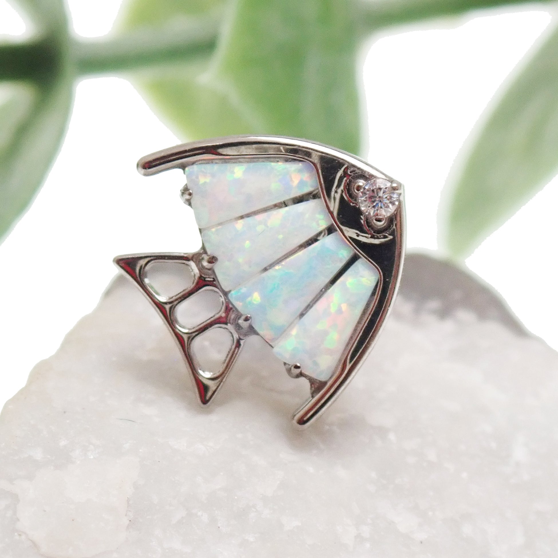 Opal Fish Cluster Titanium Flatback Piercing - Body Clickers Body Jewelry