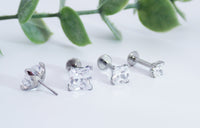 Princess Cut CZ titanium Threadless flatback - Body Clickers Body Jewelry
