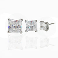 Princess Cut CZ titanium Threadless flatback - Body Clickers Body Jewelry
