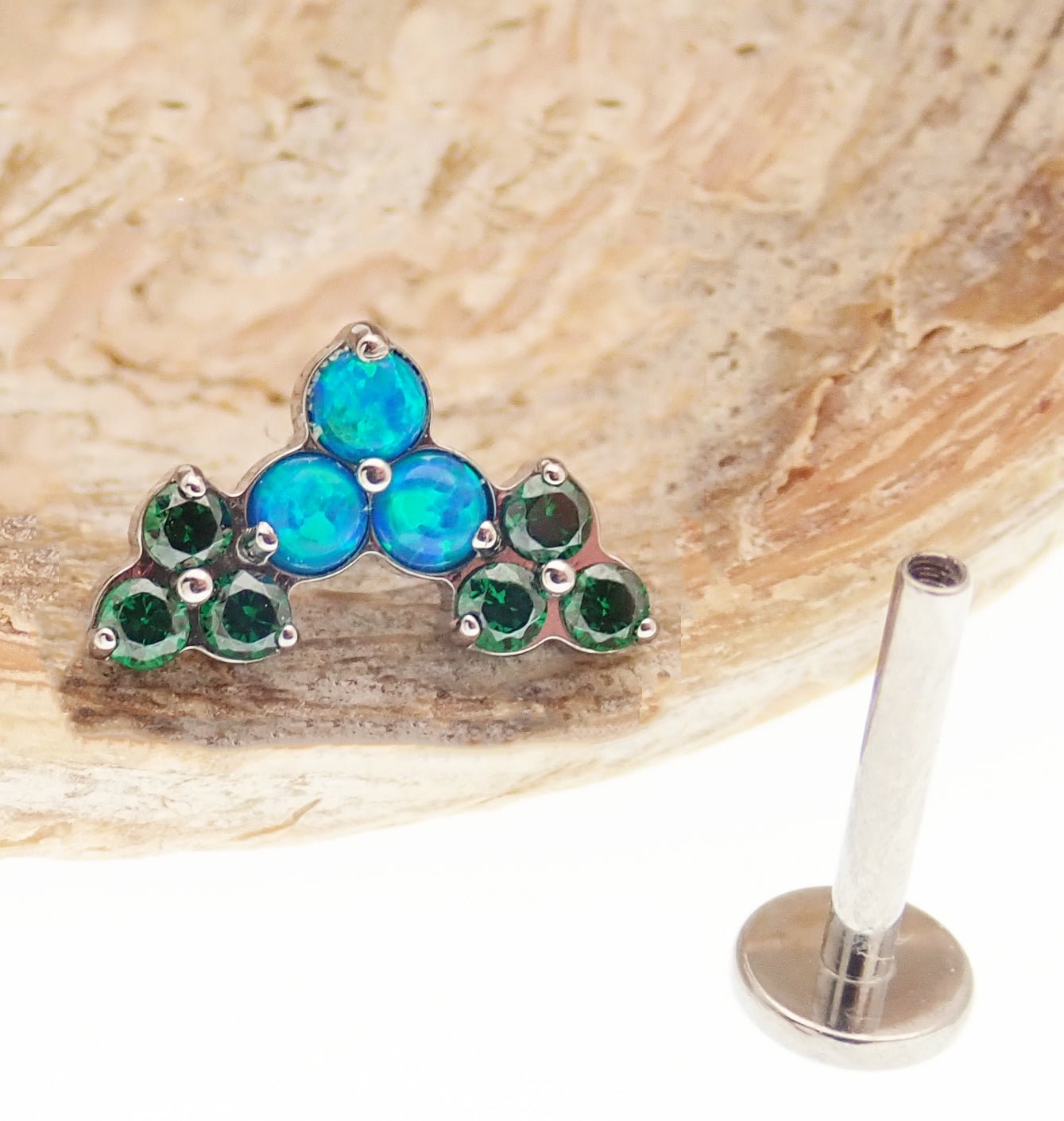 Trinity cluster threadless piercing, 20g,18g,16g,14g flatback - Body Clickers Body Jewelry