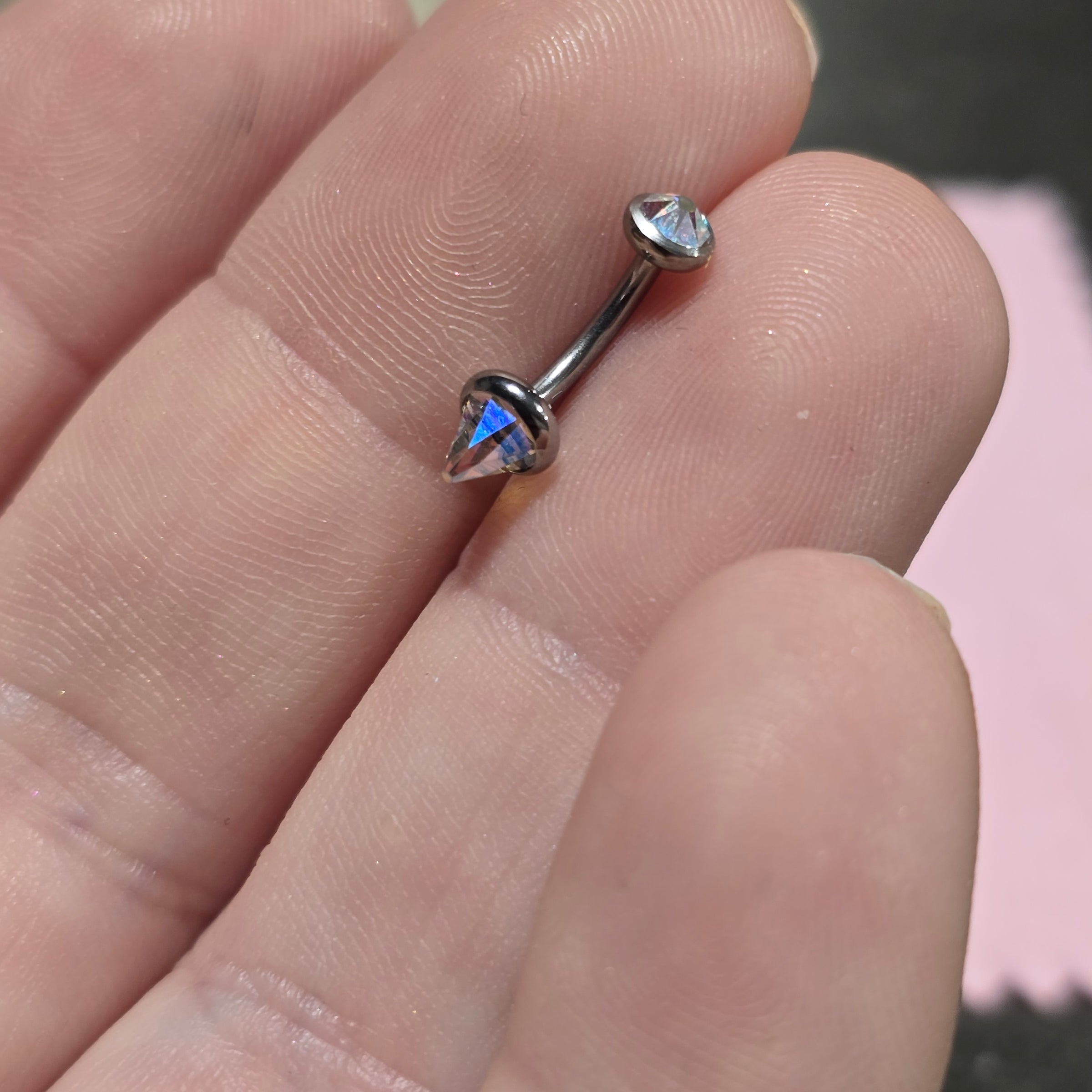 Swarovski AB Titanium Curve Bar  16g