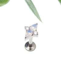 Rose Quartz Cluster Titanium Flatback Piercing - Body Clickers Body Jewelry