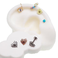 Web Heart Titanium Flatback Piercing 18g, 16g, 14g - Body Clickers Body Jewelry