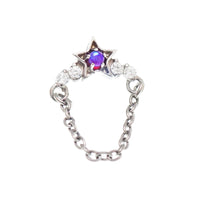 Star Opal Chain Helix Titanium Flatback Piercing - 20g, 18g, 16g, 14g - Body Clickers Body Jewelry