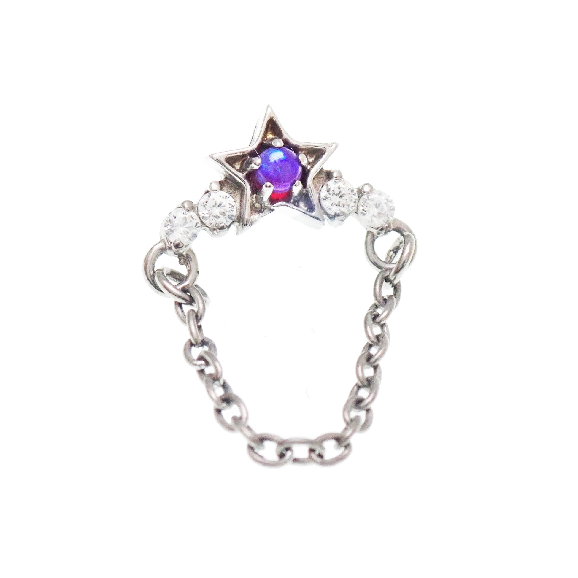 Star Opal Chain Helix Titanium Flatback Piercing - 20g, 18g, 16g, 14g - Body Clickers Body Jewelry