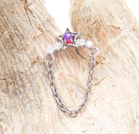 Star Opal Chain Helix Titanium Flatback Piercing - 20g, 18g, 16g, 14g - Body Clickers Body Jewelry