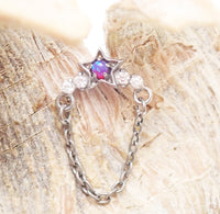 Star Opal Chain Helix Titanium Flatback Piercing - 20g, 18g, 16g, 14g - Body Clickers Body Jewelry