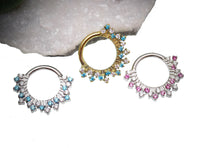16g Titanium Sunburst CZ Clicker 8mm, 10mm - Body Clickers Body Jewelry