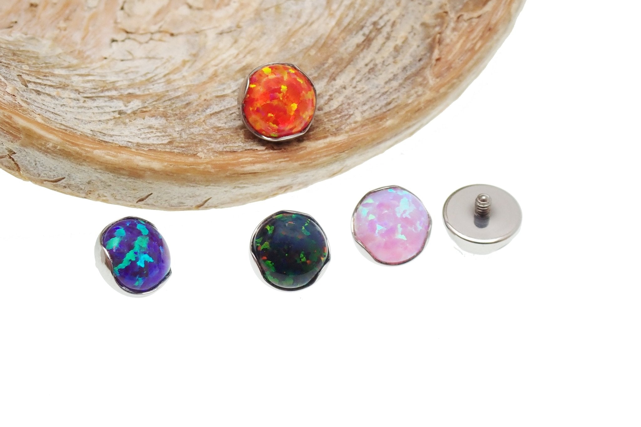 5mm (14g) - 1.2mm Thread Opal Wave Bezel Set Top - Body Clickers Body Jewelry