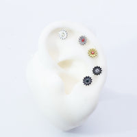Titanium Sunflower CZ Lip _ Ear piercing - Body Clickers Body Jewelry