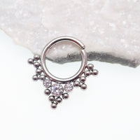 Beaded & CZ Hinged  Titanium Clicker 16g