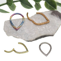 Hammered V Titanium Clicker 8mm,10mm - Body Clickers Body Jewelry