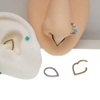 Hammered V Titanium Clicker 8mm,10mm - Body Clickers Body Jewelry