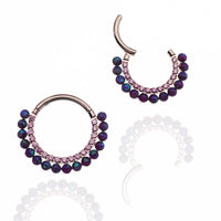 Sleepy Lavender Opal & Amethyst CZ Titanium Clicker 16g - Body Clickers Body Jewelry
