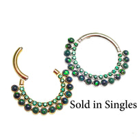 Galaxy  Fire opal & Emerald  CZ  Titanium Clicker 16g