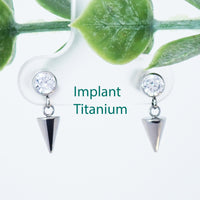 Titanium CZ and spike cone drop Earring - Body Clickers Body Jewelry