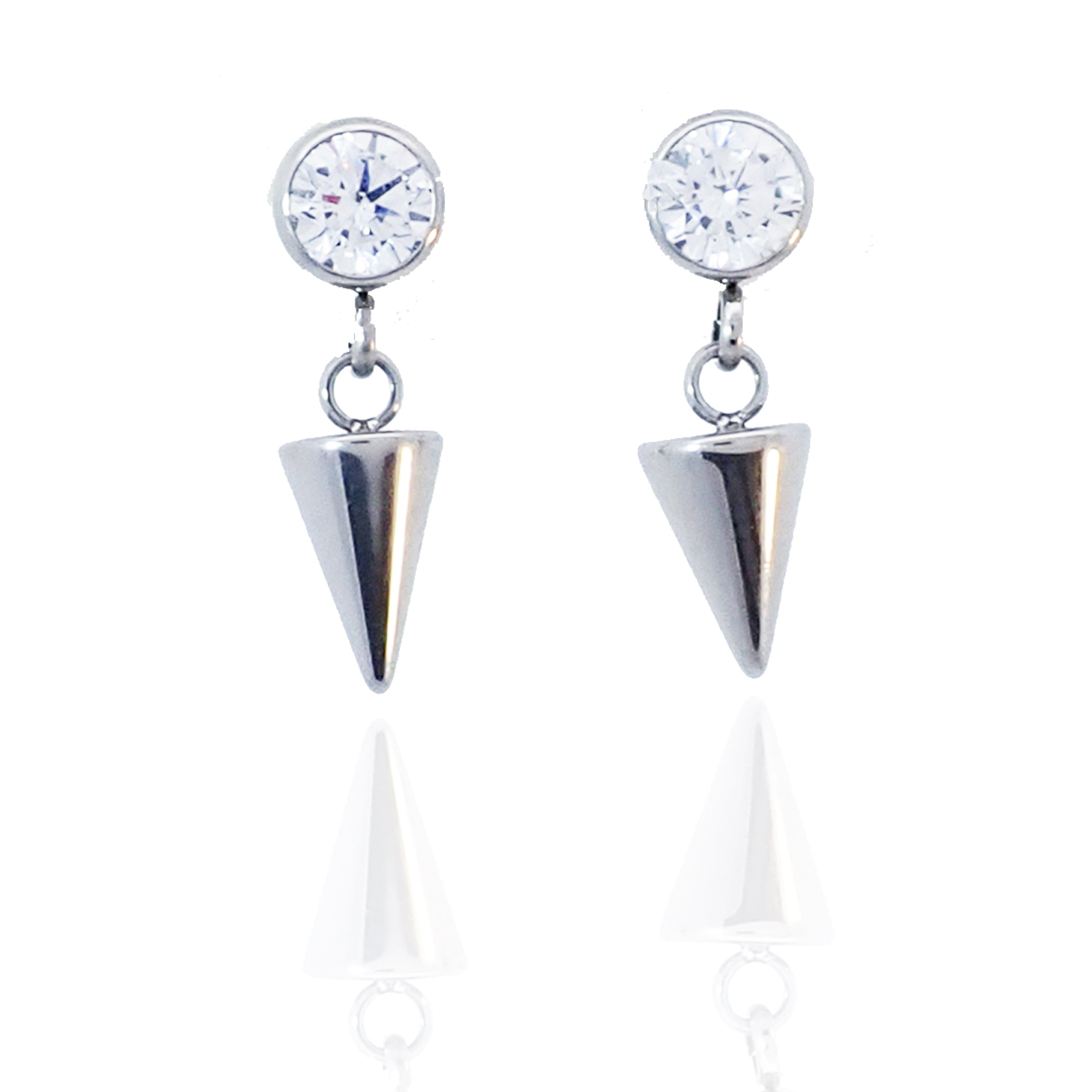Titanium CZ and spike cone drop Earring - Body Clickers Body Jewelry