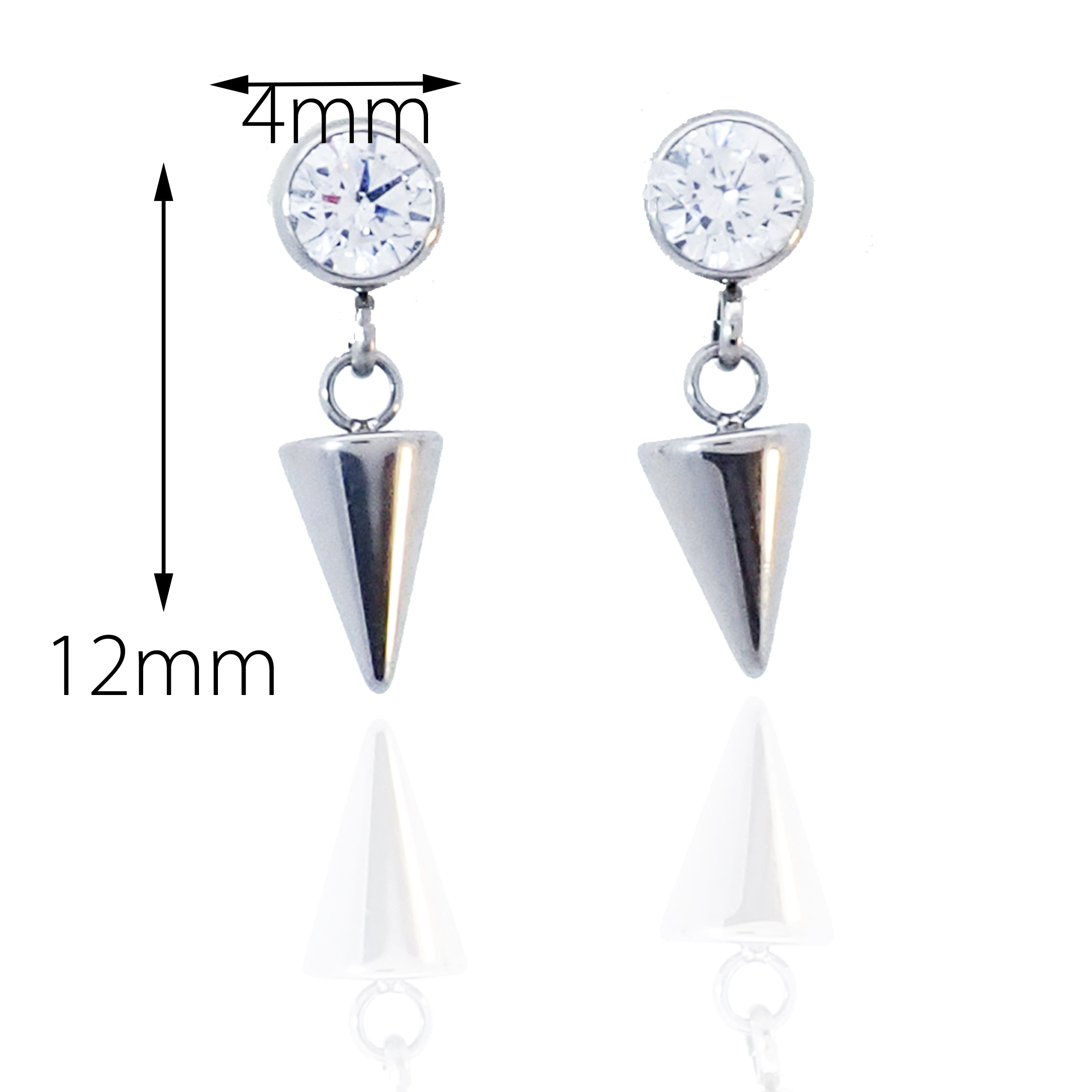 Titanium CZ and spike cone drop Earring - Body Clickers Body Jewelry