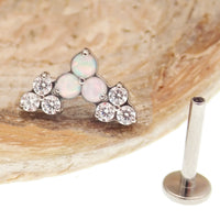Trinity cluster threadless piercing, 20g,18g,16g,14g flatback - Body Clickers Body Jewelry