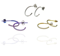 Titanium simple CZ Hoop Earrings - Body Clickers Body Jewelry