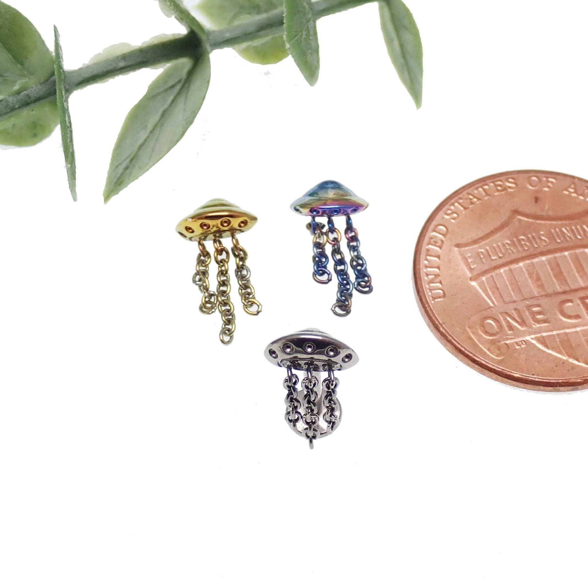 Internally Threaded UFO Titanium Flatback Piercing - Body Clickers Body Jewelry