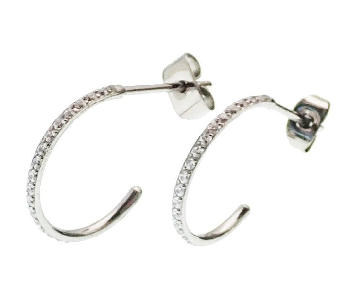 Titanium simple CZ Hoop Earrings - Body Clickers Body Jewelry