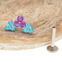 Trinity cluster threadless piercing, 20g,18g,16g,14g flatback - Body Clickers Body Jewelry