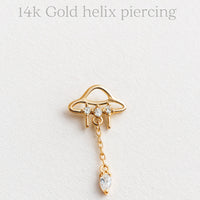 14k Solid Gold UFO / Titanium flatback piercing