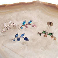 Titanium Vine CZ cartilage piercing - Body Clickers Body Jewelry