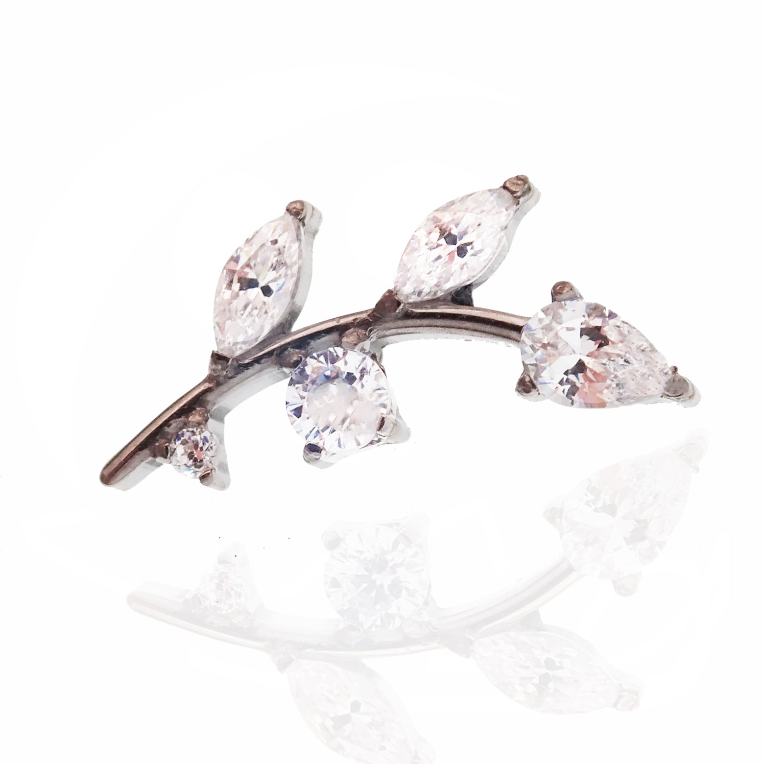 Titanium Vine CZ cartilage piercing - Body Clickers Body Jewelry