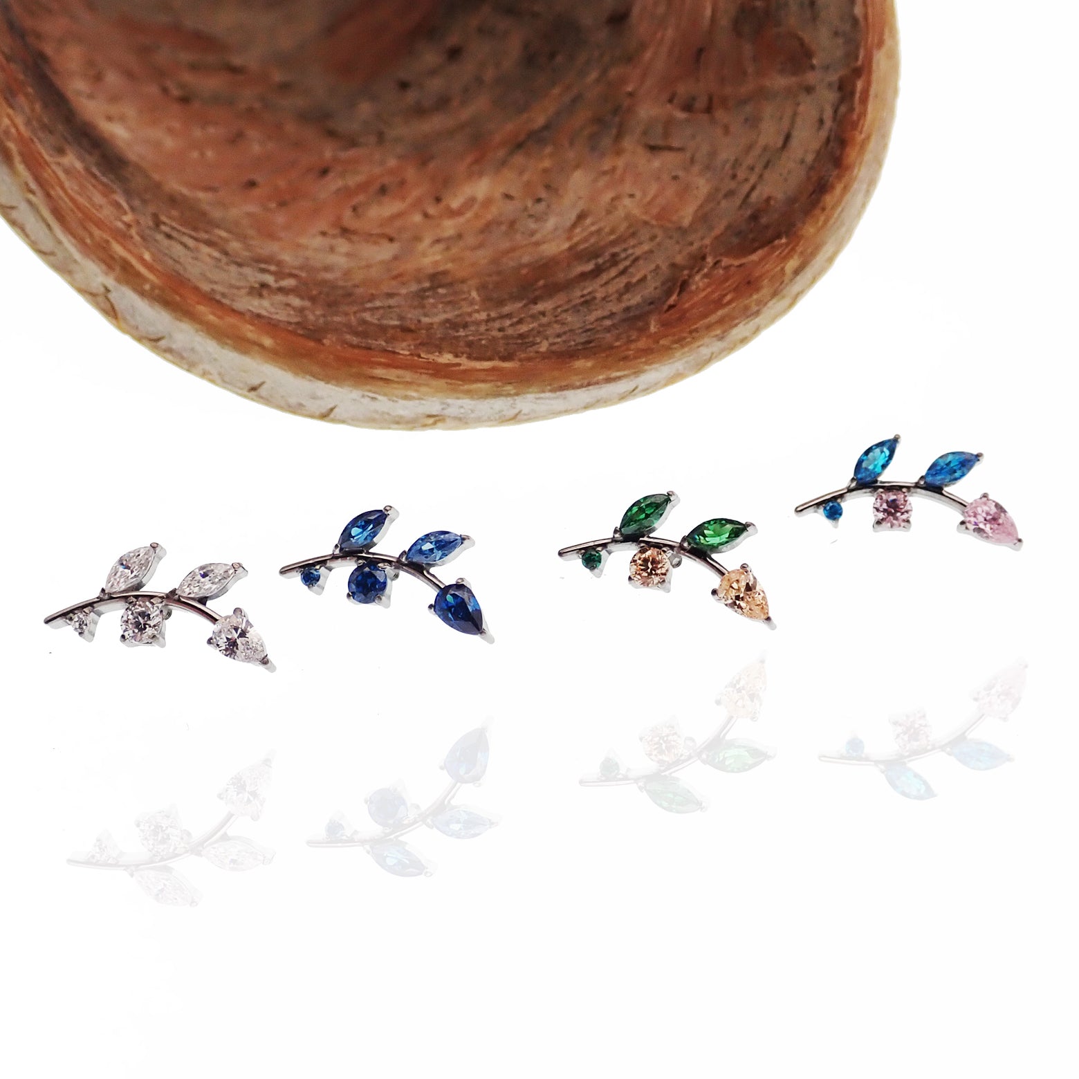 Titanium Vine CZ cartilage piercing - Body Clickers Body Jewelry