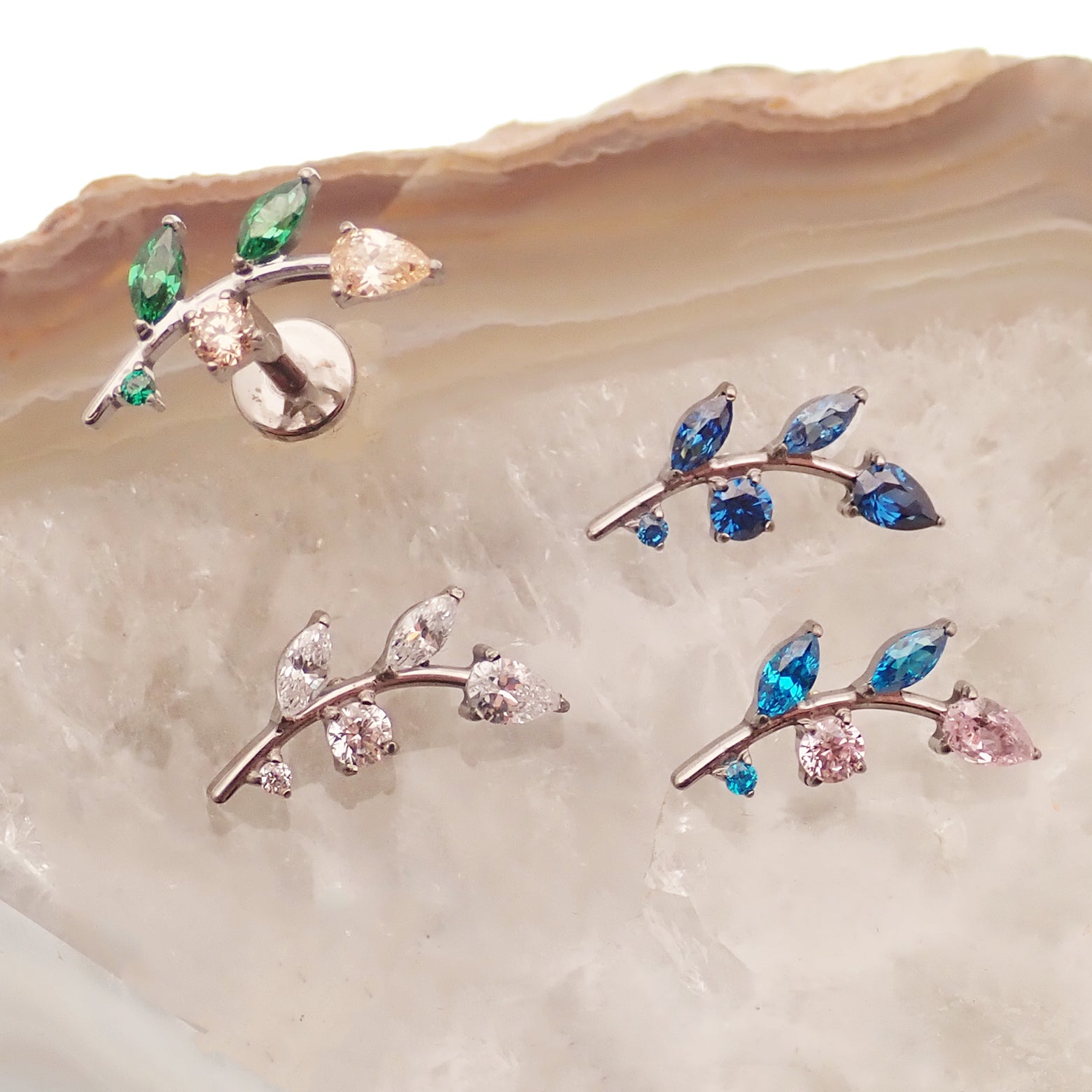Titanium Vine CZ cartilage piercing - Body Clickers Body Jewelry