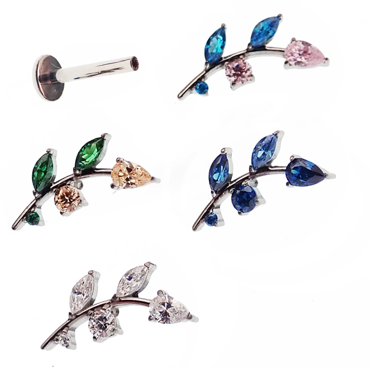 Titanium Vine CZ cartilage piercing - Body Clickers Body Jewelry