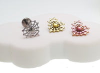Web Heart Titanium Flatback Piercing 18g, 16g, 14g - Body Clickers Body Jewelry