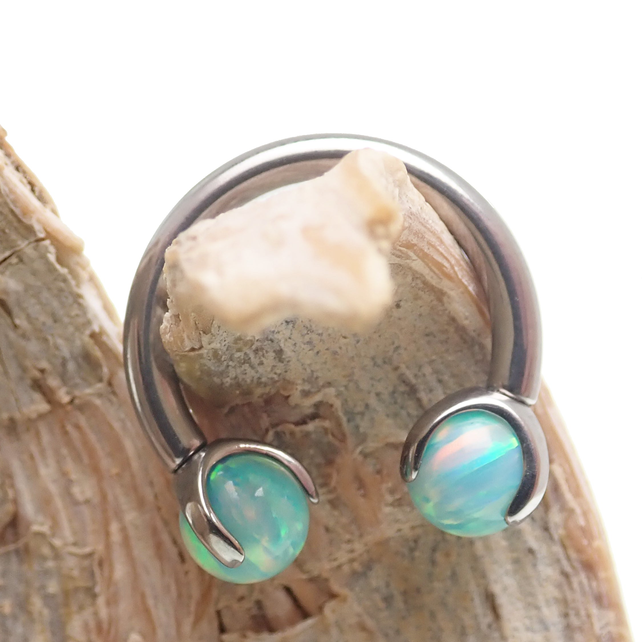 Opal Claw Horseshoe Ring 14g