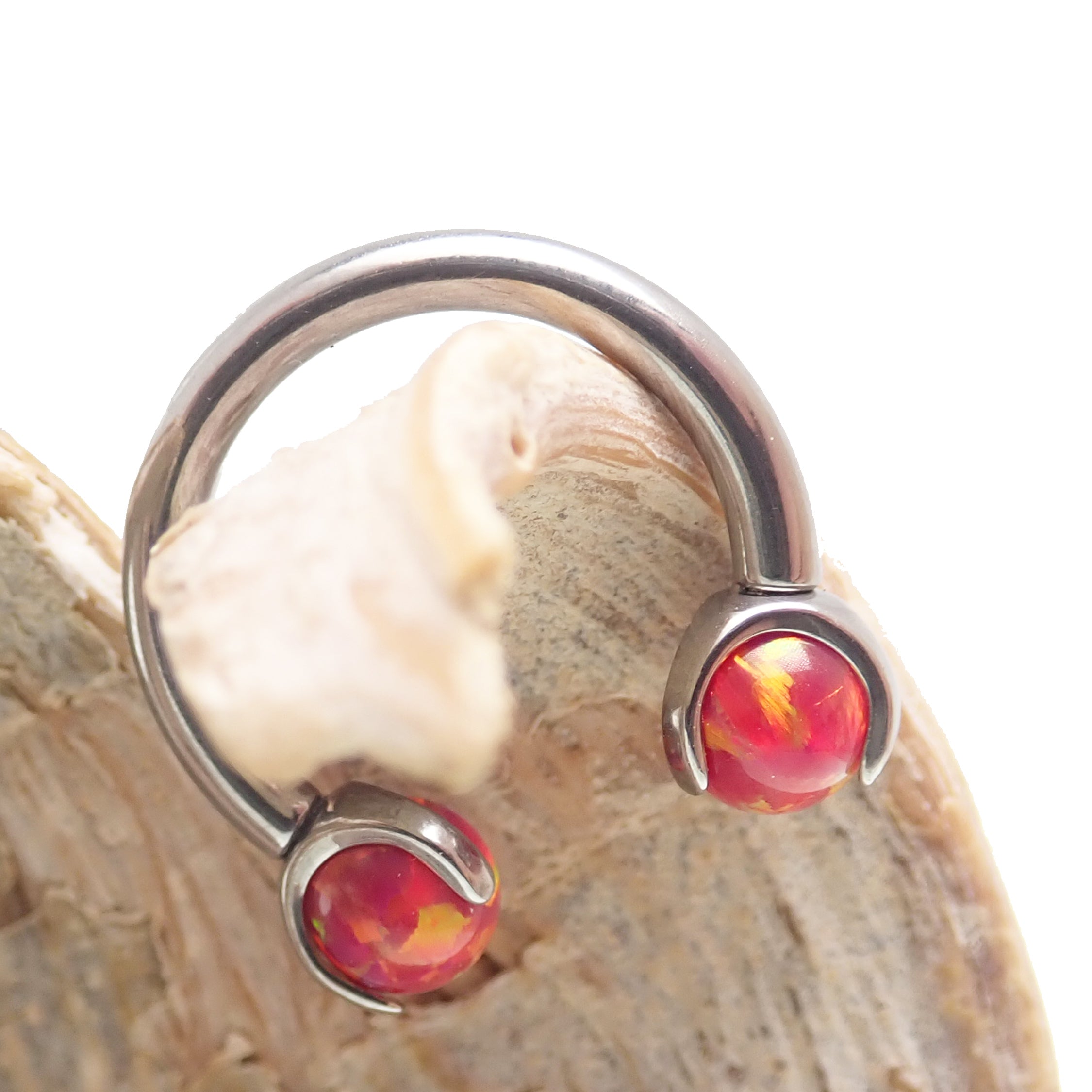 Opal Claw Horseshoe Ring 14g