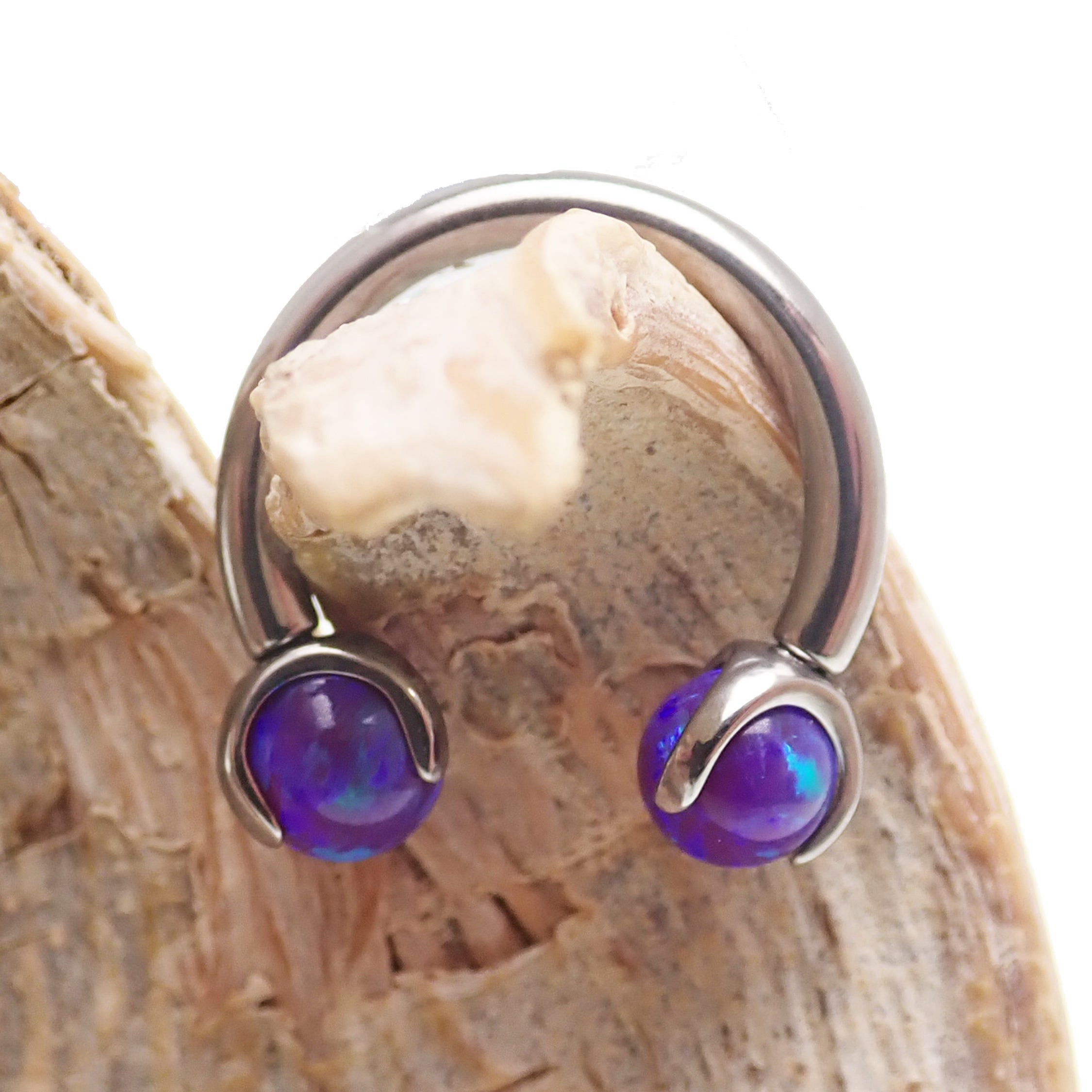 Opal Claw Horseshoe Ring 14g