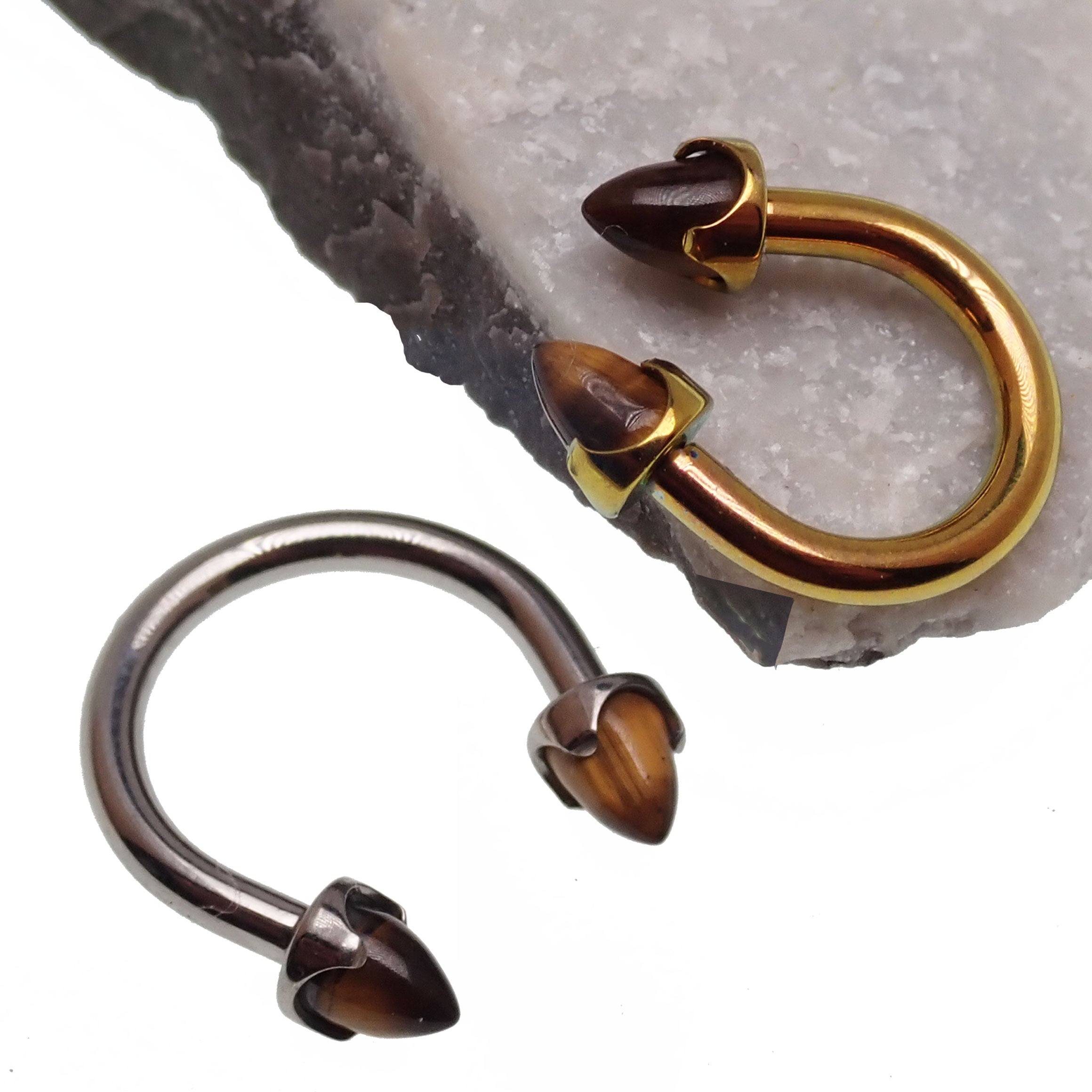 Titanium Circular Tiger's Eye 14g
