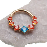 Hinged Clicker with  14k Gold and CZ Stones 16g