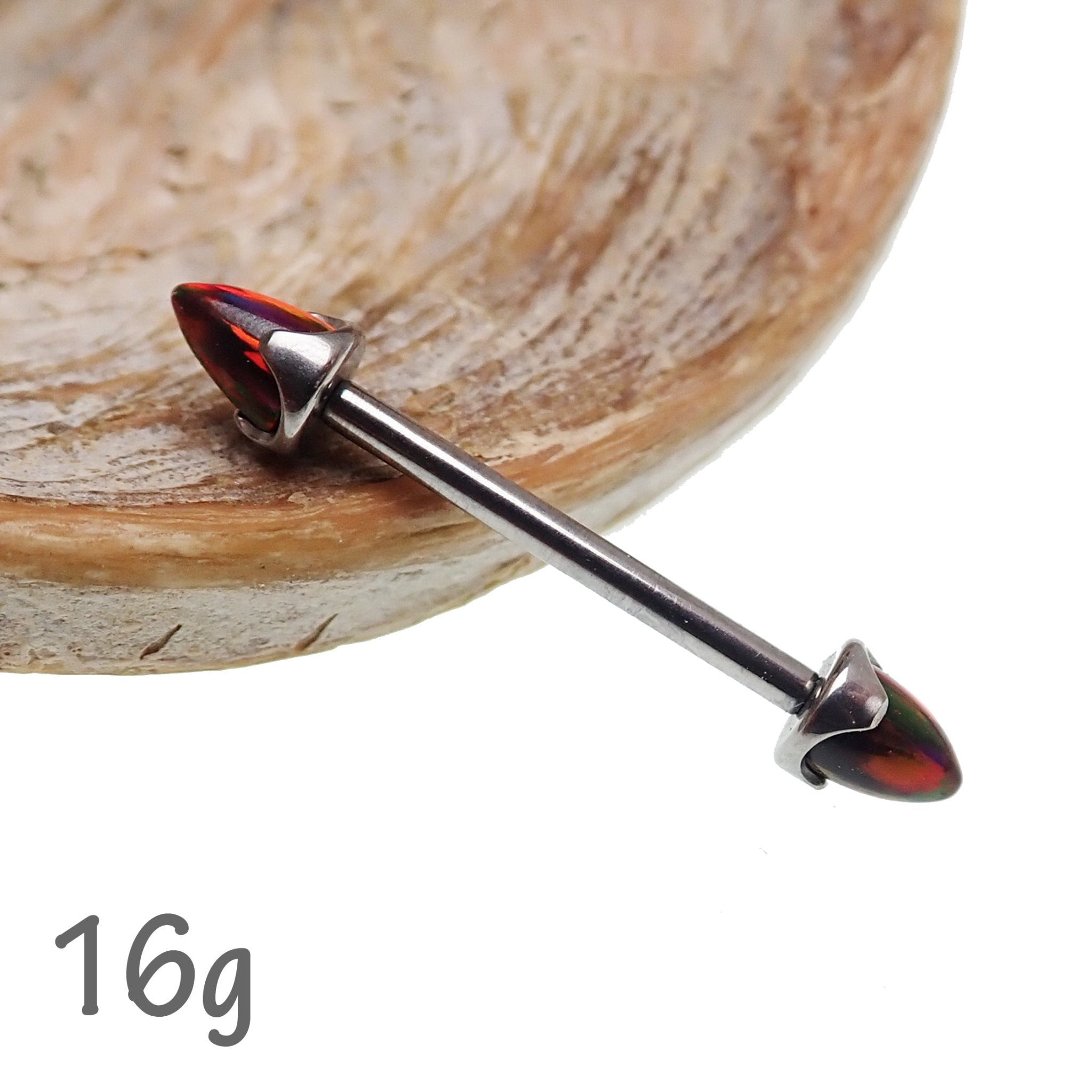Dark Cherry Opal Cone Nipple Bar 16g - Body Clickers Body Jewelry