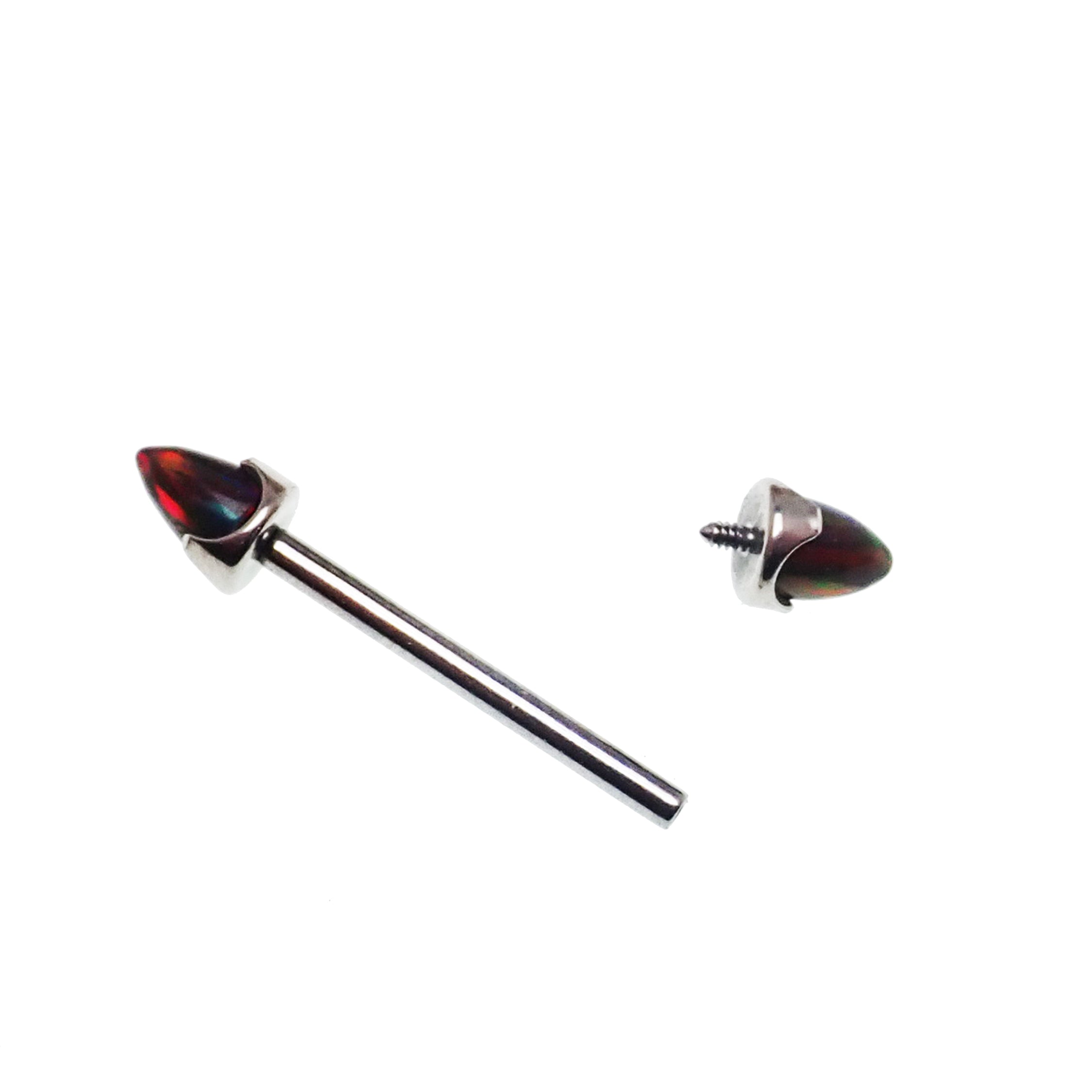 Dark Cherry Opal Cone Nipple Bar 16g - Body Clickers Body Jewelry