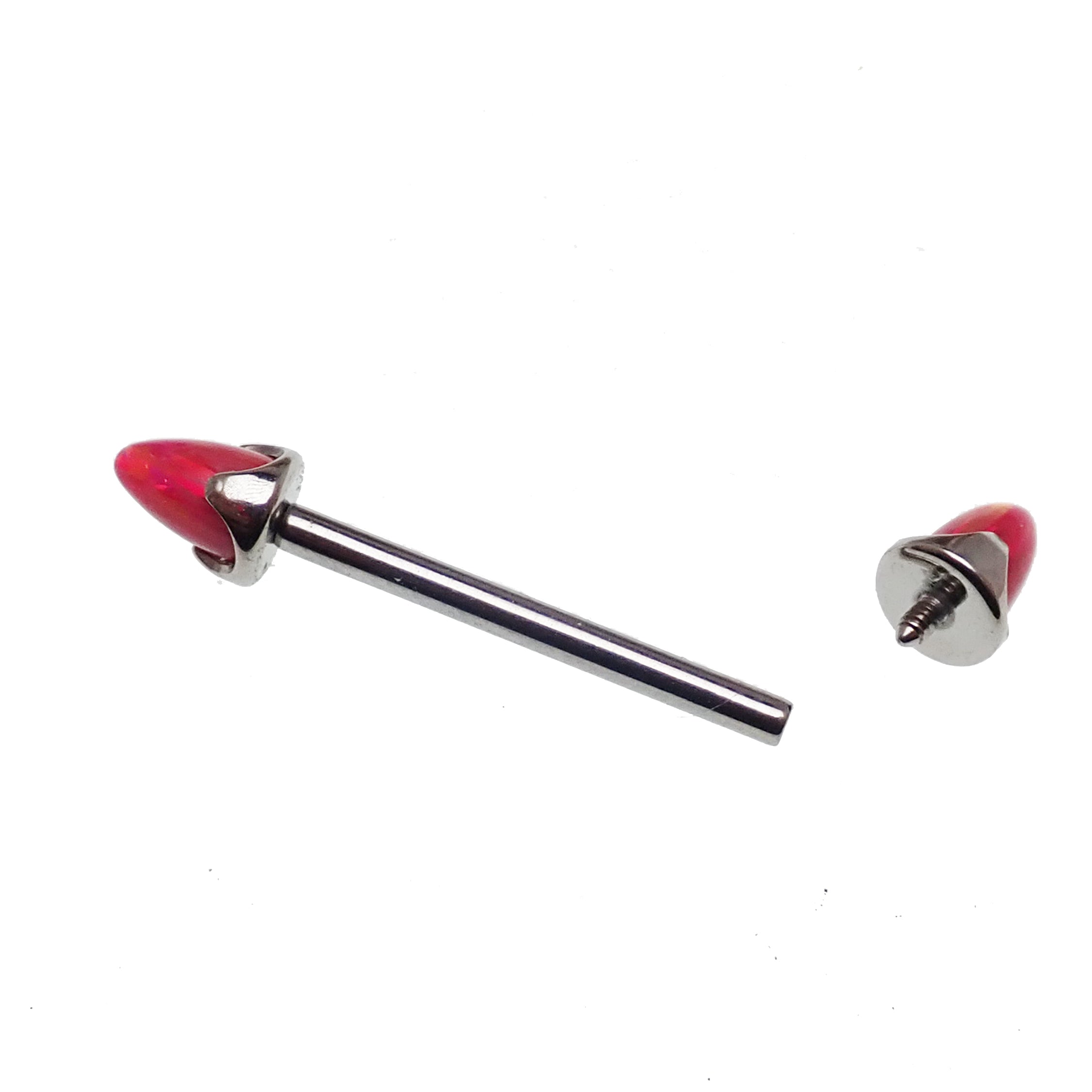 Fire Red Opal Cone Nipple Bar 16g - Body Clickers Body Jewelry